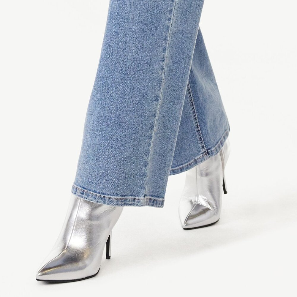 Scoop Women’s Midcalf Stiletto Metallic Silver Booties Sz 6